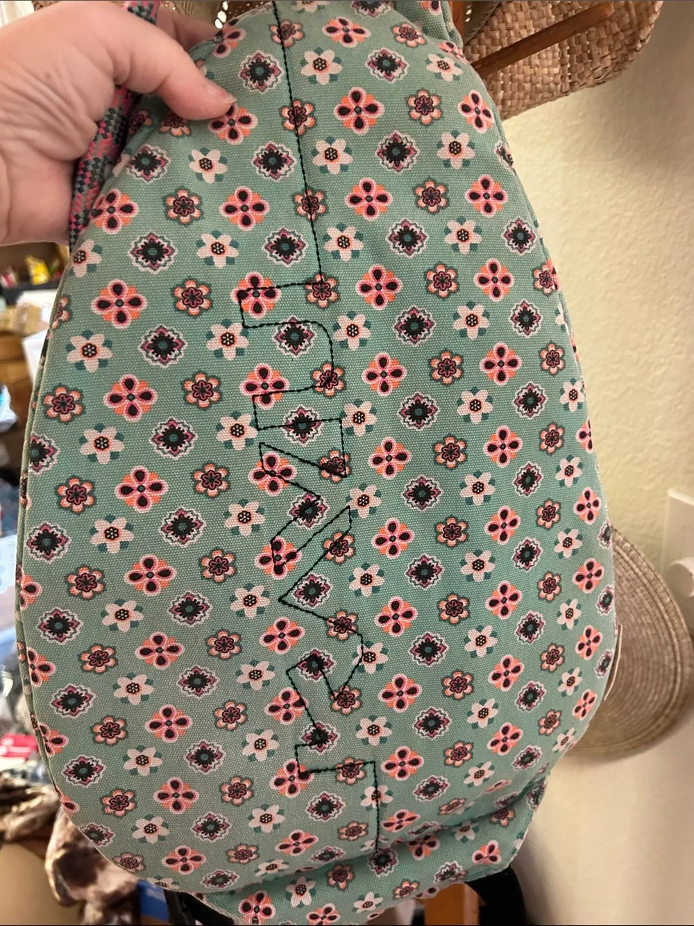 Kavu Kids Floral Sling Bag in Mint Green and Pink